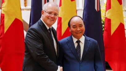 Thủ tướng Úc Scott Morrison và Thủ tướng Việt Nam Nguyễn Xuân Phúc, Hà Nội, ngày 23/8/2019.