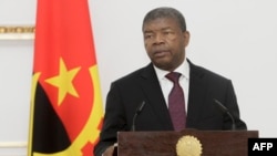 FILE - Angolan President Joao Lourenco speaks during a press conference in Luanda, Angola, Sept. 18, 2018.