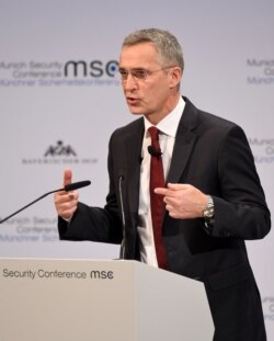NATO Secretary General&nbsp;Jens&nbsp;Stoltenberg speaks at the annual Munich Security Conference in Germany, Feb. 15, 2020.