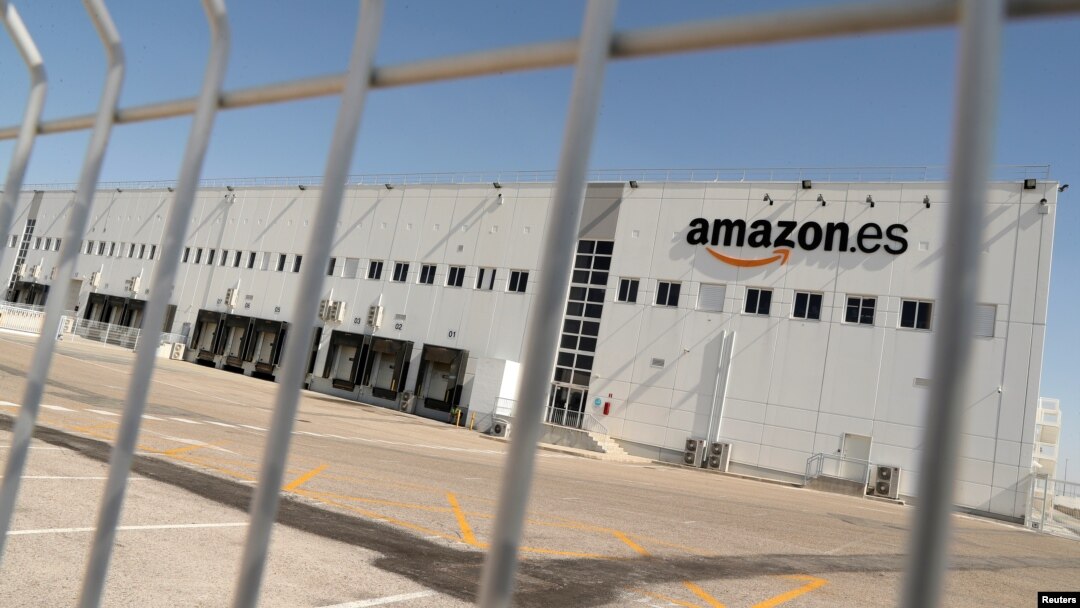 FILE - The Amazon warehouse in San Fernando de Henares is seen during a 3-day walkout to demand better wages and working conditions, on the outskirts of Madrid, Spain, July 17, 2018.