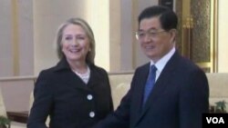 美國國務卿希拉裡.克林頓與中國國家主席胡錦濤將會在亞太經合組織首腦峰會上再度會面。(資料圖片)
