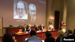 Nobel Committee of the Karolinska Institute announces 2018 Nobel Prize for Physiology or Medicine in Stockholm, Sweden, Oct. 1, 2018. 