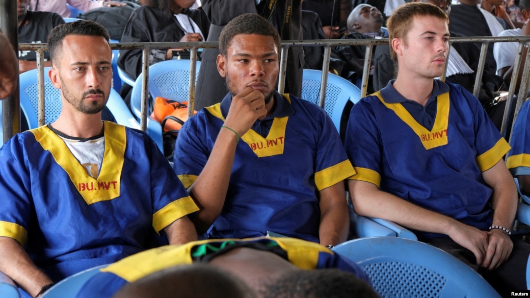 FILE — Benjamin Zalman Polun, Marcel Malanga and Tyler Thompson, are three American citizens suspected along with around 50 others to be involved in an attempted coup in Kinshasa, Democratic Republic of Congo, Sept. 13, 2024.