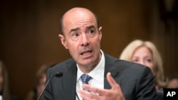 Secretary of Labor nominee Eugene Scalia speaks during his nomination hearing on Capitol Hill, in Washington, Sept. 19, 2019.
