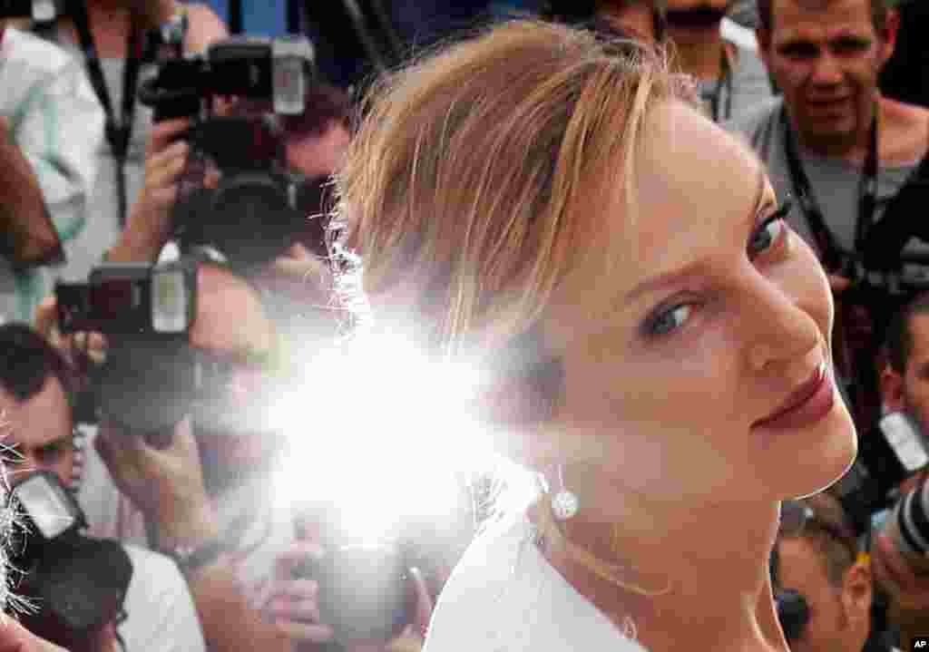 May 11: Uma Thurman at the 64th Cannes Film Festival in Cannes. The festival runs from May 11 to 22. (REUTERS/Eric Gaillard)
