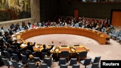 United Nations Security Council members vote on a resolution about Yemen's security at UN Headquarters in the Manhattan borough of New York City, New York, U.S., Dec. 21, 2018. 