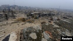 Une vue générale de la ville d'Alep, en Syrie, le 13 décembre 2016.