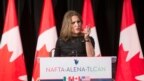 Ngoại trưởng Canada Chrystia Freeland phát biểu với truyền thông sau hội nghị thương thuyết lại NAFTA tại Montreal, Quebec, Canada, ngày 29/1/2018.