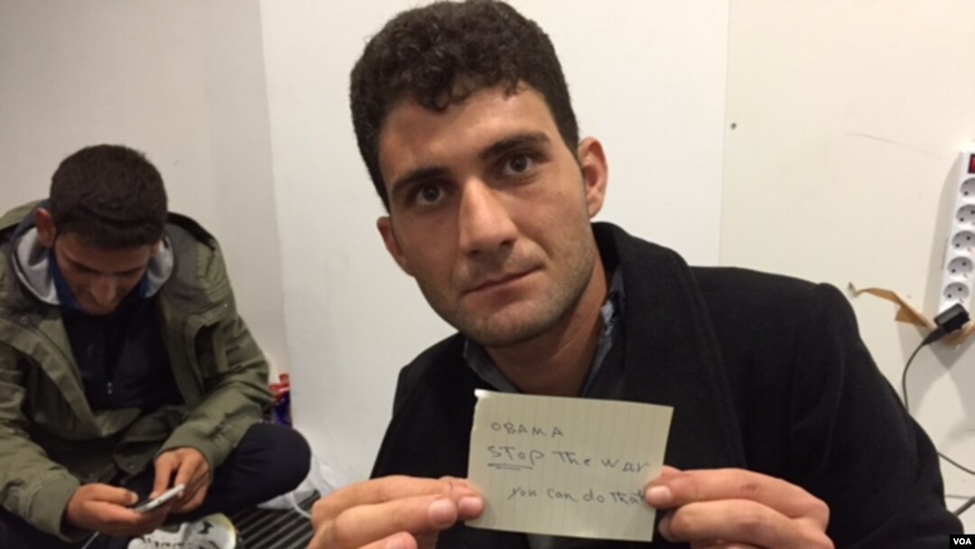 Abdulmalik al-Khaled, a refugee from Syria, says the United States should do more to end the war that forced him to flee his country, Sept. 6, 2015. (photo by Luis Ramirez)