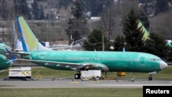 A Boeing 737 Max 8 aircraft bearing the logo of China Southern Airlines is parked at a Boeing production facility in Renton, Washington, March 11, 2019.