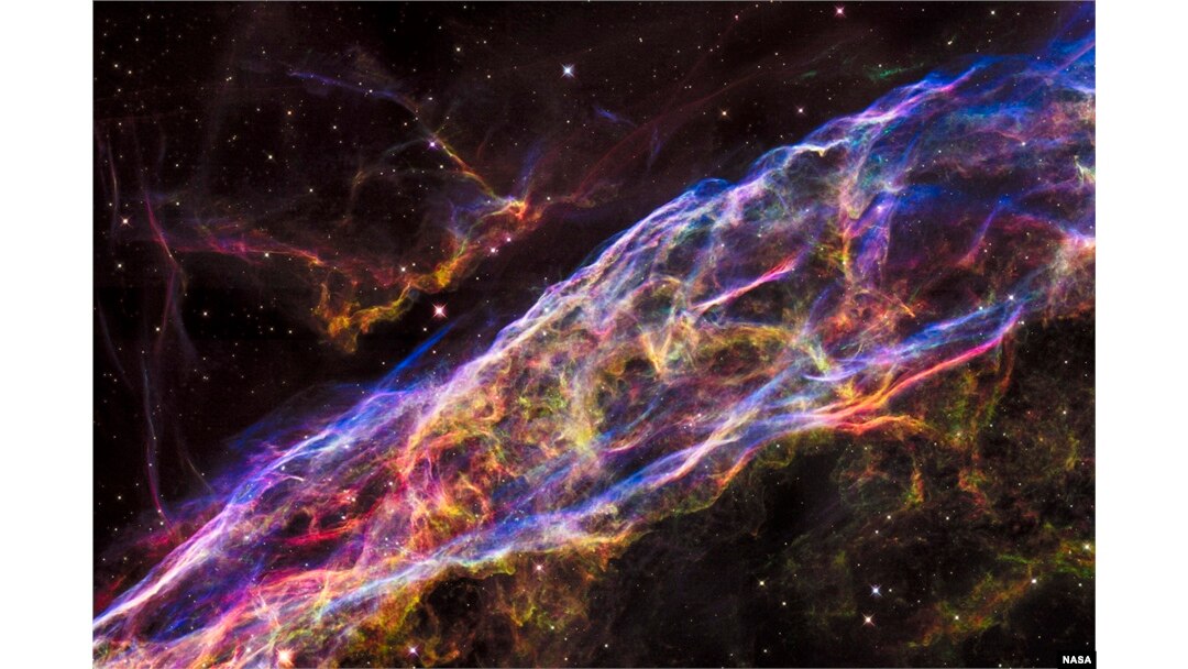 FILE - NASA's Hubble Space Telescope unveiled in stunning detail a small section of the expanding remains of a massive star that exploded about 8,000 years ago.