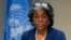 Linda Thomas-Greenfield, l'ambassadrice des Etats-Unis à l'ONU, à New York, 1er mars 2021.