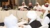 FILE - Undated handout picture of US, Taliban, and Qatar officials during a meeting for peace talks in Doha, Qatar. (Qatari Foreign Ministry) 