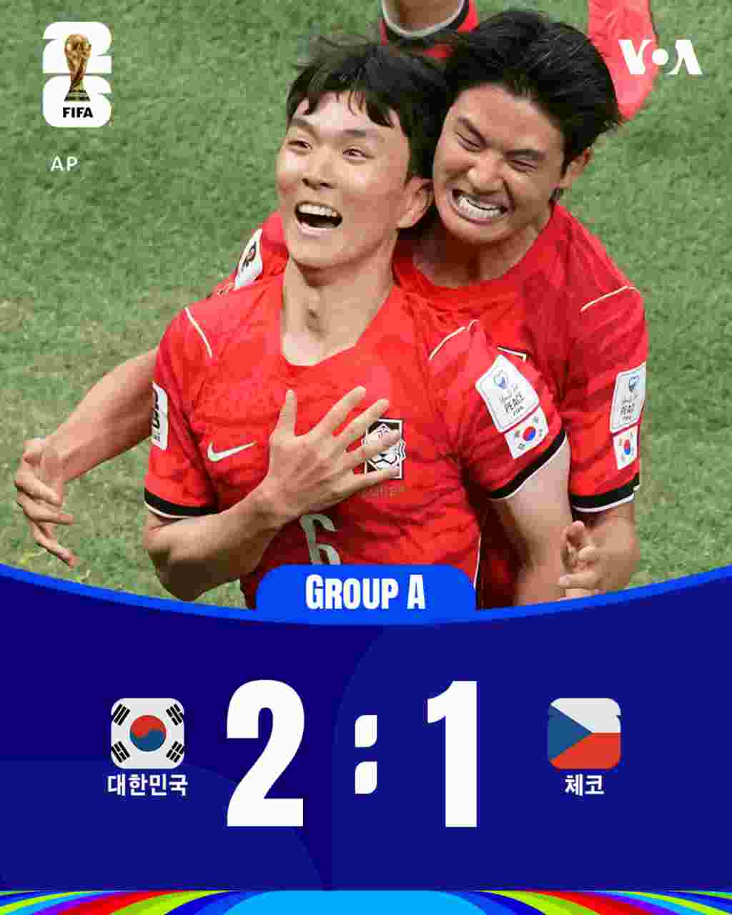 2026 북중미 월드컵 조별리그 A조 한국-체코전 결과