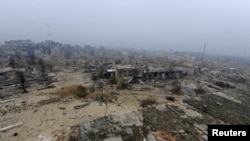 Une vue générale de la ville d'Alep, en Syrie, le 13 décembre 2016.