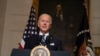 Presiden AS Joe Biden saat memberikan sambutan di ruang jamuan makan di Gedung Putih, Washington, D.C., 27 Januari 2021. (AP Photo/Evan Vucci)