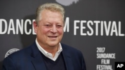 Former Vice President Al Gore poses at the premiere of the film "An Inconvenient Sequel: Truth to Power" at the Eccles Theater during the 2017 Sundance Film Festival, Jan. 19, 2017, in Park City, Utah.