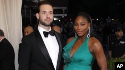 FILE - Reddit co-founder Alexis Ohanian and Serena Williams at the 2017 Costume Institute Gala in New York.