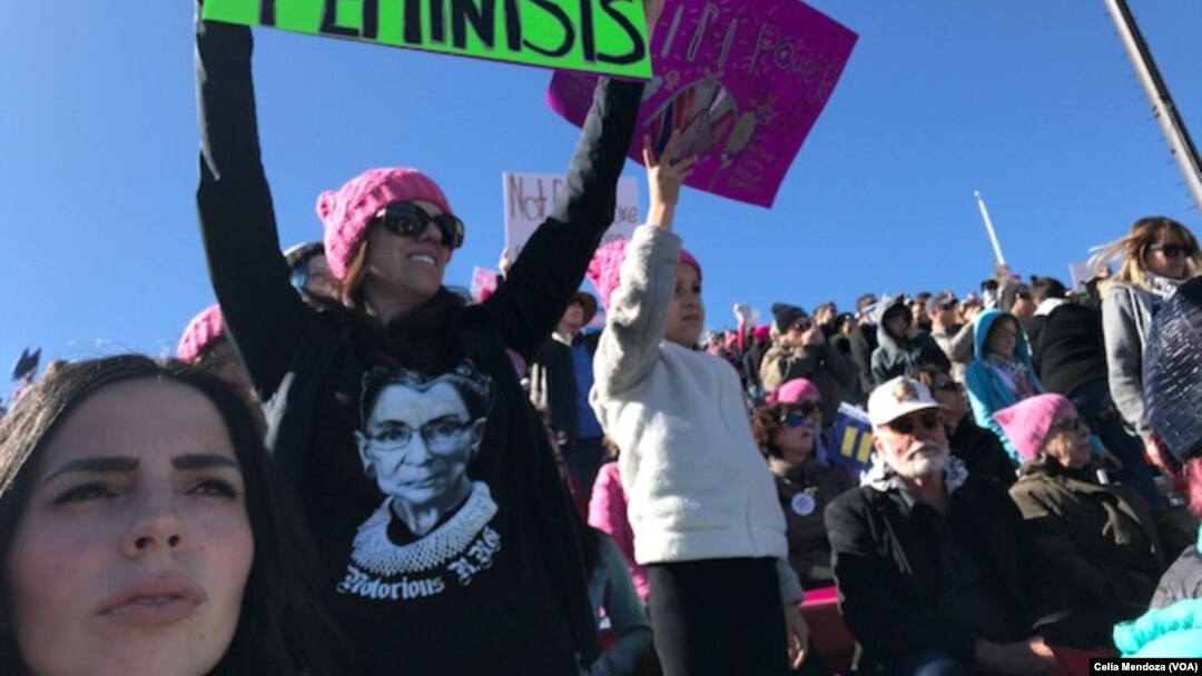 Aksi demonstrasi "Women's March" di Las Vegas, Nevada, Minggu (21/1). 
