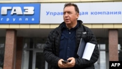 FILE - Russian oligarch Oleg Deripaska is seen outsite his GAZ car production plant in Nizhny Novgorod, Russia, April 16, 2019.