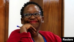 FILE - Ugandan academic Stella Nyanzi at Buganda Road Court where she was charged with cybercrimes in Kampala, Uganda, June 26, 2019.