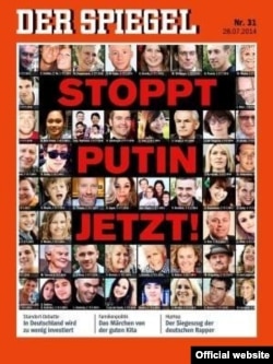 Germany -- "Der Spiegel" cover, July 28, 2014, showing victims of Malaysia Airlines flight 17 (MH17) with words "Stop Putin Now!" in red