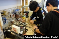 At Fablab Saigon, students learn about sensors and micro-controllers so they can tinker with potential products that are part of the internet of things.