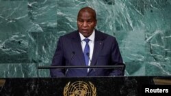 FILE: Central African Republic's President Faustin Archange Touadera addresses the 77th Session of the United Nations General Assembly at U.N. Headquarters in New York. Taken September 20, 2022. 