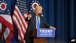 El probable nominado republicano Donald Trump hizo campaña en Cincinnati, Ohio, el miércoles, 6 de julio de 2016.
