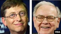 Milyuner AS Bill Gates dan Warren Buffett, mempromosikan gerakan amal "Giving Pledge" bulan Juni 2010 lalu.