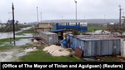 A view shows damages caused by Super Typhoon Yutu in Tinian, Northern Mariana Islands, U.S., October 25, 2018, in this still image taken from a video obtained from social media. 