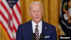 El presidente de EE. UU., Joe Biden, se dirige a la nación en un día antes de cumplir un año en la Casa Blanca, el 19 de enero de 2021.