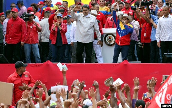 Venezuela's President Nicolas Maduro attends a rally in support of his government in Caracas, April 6, 2019.