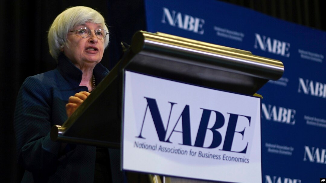 Federal Reserve Chair Janet Yellen speaks at an economics conference, Sept. 26, 2017, in Cleveland, Ohio.