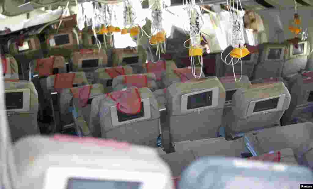 The interior of the Asiana Airlines Flight 214 that crashed at San Francisco International Airport.