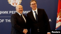 Predsednik Belorusije Aleksandar Lukašenko u Beogradu sa predsednikom Srbije Aleksandrom Vučićem, decembar 2019.