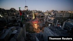 Vista general de edificios destruidoss durante ataques aéreos israelíesen medio de combates entre Israel y Hamas en Gaza, el 24 de mayo de 2021.