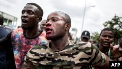 Un homme blessé au visage après les tirs de forces de sécurité congolaises, Kinshasa, RDC, le 12 janvier 2018