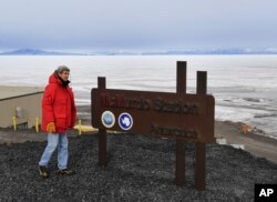 On Nov. 12, 2016, U.S. Secretary of State John Kerry looks out at a frozen section of the Ross Sea beside the McMurdo Station in Antarctica.