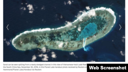 Ảnh chụp từ vệ tinh vào ngày 30/11 của Planet Labs đăng trên Reuters cho thấy hoạt động nạo vét của Việt Nam tại đảo Đá Lát thuộc quần đảo Trường Sa.