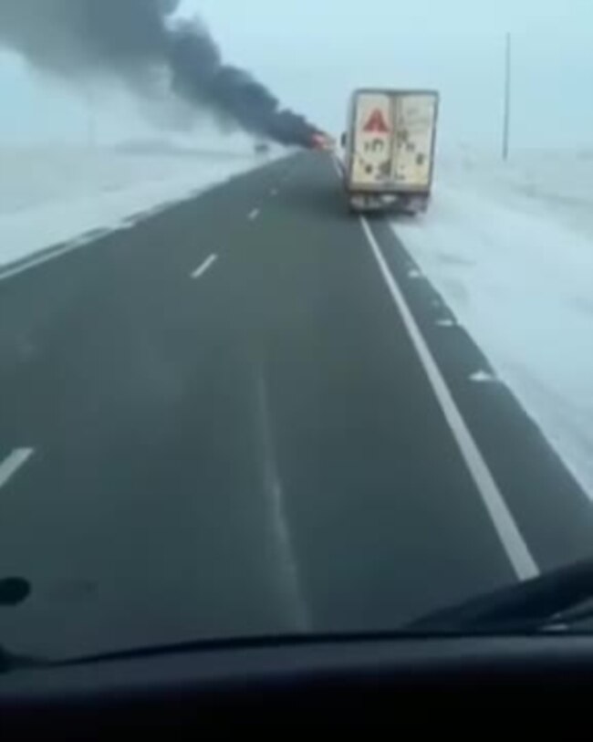 Guvoh video: 18-yanvarda Qozog'istonda yongan avtobus