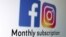 FILE - The logos of Facebook and Instagram and the words "Monthly subscription" are seen in this picture illustration taken January 19, 2023. 