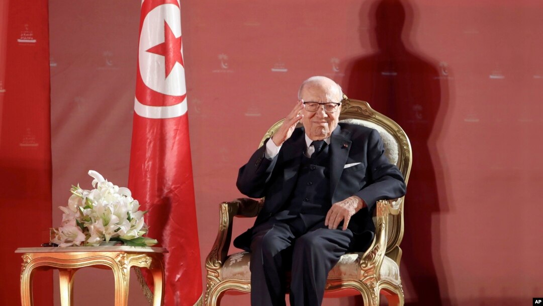 Presiden Tunisia Beji Caid Essebsi di Monastir, Tunisia, Sabtu, 6 April 2019. (Foto: dok).