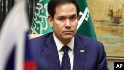 U.S. Secretary of State Marco Rubio sits during an interview at Diriyah Palace in Riyadh, Saudi Arabia, Feb. 18, 2025. Rubio announced on X earlier this month that he would not attend the G20 meeting in South Africa later this week because he objected to the meeting’s agenda.