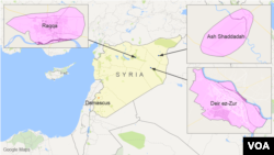 Raqqa, Ash Shaddadah, and Deir ez-Zur, Syria