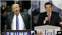 Republican presidential candidates, from left, businessman Donald Trump and Texas Senator Ted Cruz.