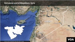 Peta Damaskus, Suriah dan al-Mayadeen.