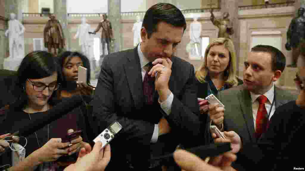 U.S. Representative Devin Nunes (R-CA) talks to reporters at the U.S. Capitol.