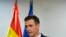 Spanish Prime Minister Pedro Sanchez speaks during a media conference at an EU summit in Brussels, July 2, 2019. 