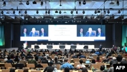 COP29 President Mukhtar Babayev speaks the COP29 Climate Conference in Baku, Nov. 23, 2024. 